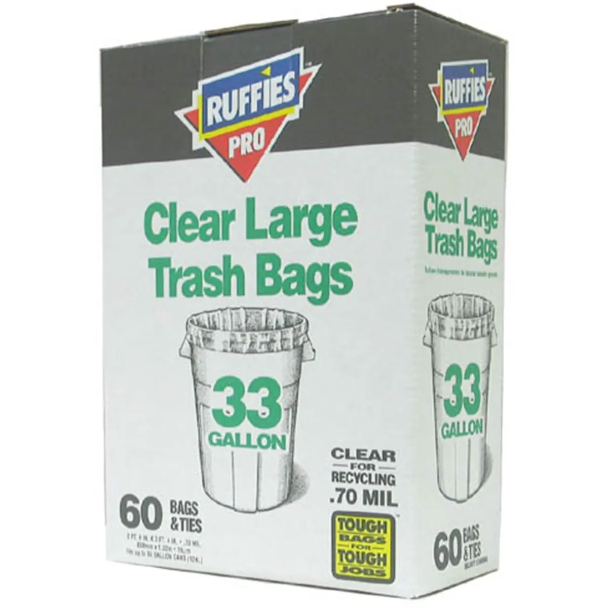 212 MAIN Large Size Durable Trash Bags, 60-Count 33-Gal Clear Trashbag for Home & Home Care Use, Tough