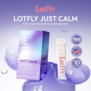 [for Creators] LOTFLY JustCalm Drink Mix - Stress Relief, Relaxation & Better Sleep with Magnesium, Ashwagandha, GABA & Vitamin D - Non-GMO, 10 Packets