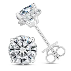 【#E540】UCCIYO Synthetic Moissanite Earrings For Women 925 Sterling Silver Stud Earring Men Hip Hop Jewelry Couple Gift