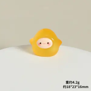 Yellow Mini 3D Ghost Sprite Statues Glow-in-the-Dark DIY Decor Keychain Charms for Makeup Cosmetic Smooth Resin Figurines for Car Dashboard & Desk Daily