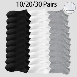 10/20/30 Pair Thin Solid Color Soft Lightweight Breathable Sweat Absorption Waist Non-slip Shallow Mouth Low Top Invisible Socks non slip sock Lightweight Comfort-Fit Ankle Socks