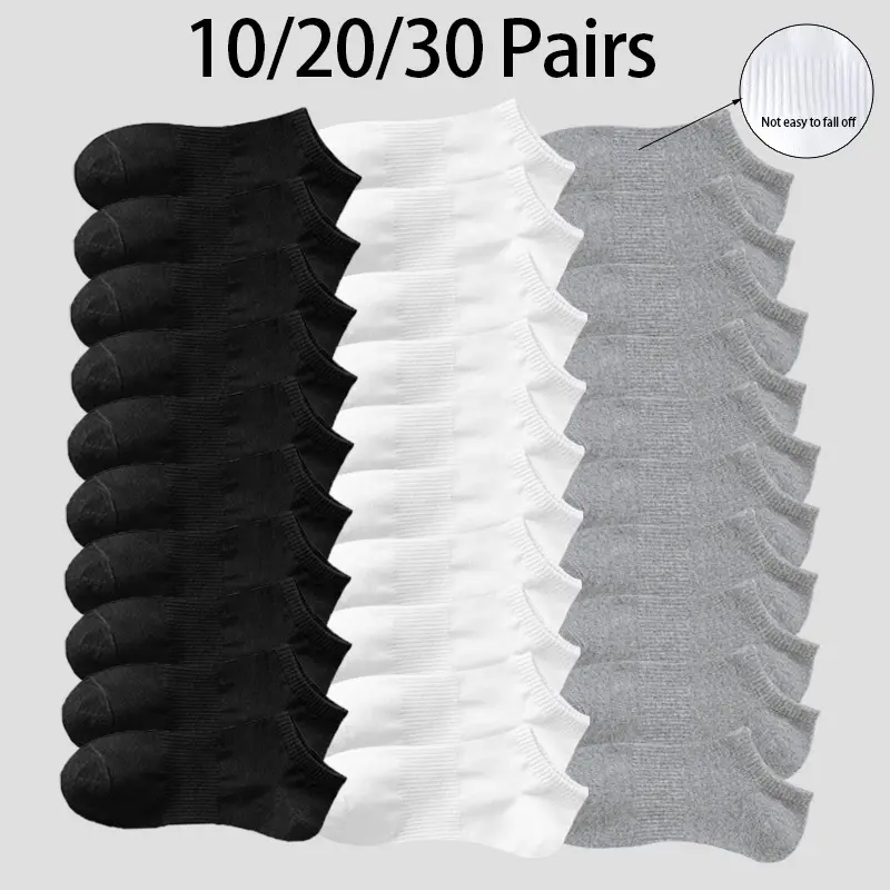 Women's No-Show Ankle Socks, Casual Lightweight and Breathable in Basic Solid Colors with Non-Slip Grip, 10/20/30 Pairs Multipack, Plain, One-Size