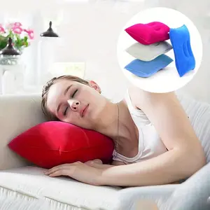 4 Pcs Ultralight A4 Size Inflatable Travel Pillow, Small Squared Flocked Fabric Air Pillow for Traveling, Holiday Trip, Hiking, Camping,Napping,Neck Lumbar Support(Gray,Sky Blue,Red,Deep Blue) party  supplies gift