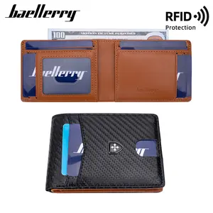Baellerry 2026 Slim Wallet for Men with 11 Card Slots, RFID Blocking Carbon Fiber Wallet, Bifold Credit Card Holder, Minimalist Leather Wallet with Gift Box, Duct Tape Wallets Black Trend Recto Verso