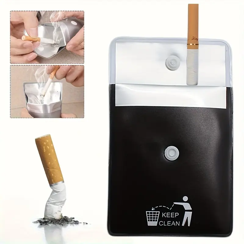 1/6pcs Portable Fireproof Odorless Ashtray - Compact Square Plastic Cigarette Ash Pouch with Secure Lid, No Electricity Needed for Travel, Camping, Outdoor Use - Durable & Easy-Clean Design, Ashtray for Outside, Travel