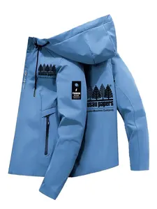 Men's Helly Hansen Printed Logo Hoodie with Full Zipper, Windproof Warm Short Sleeve Top, High Weight Fleece Lining, S-Xxxl