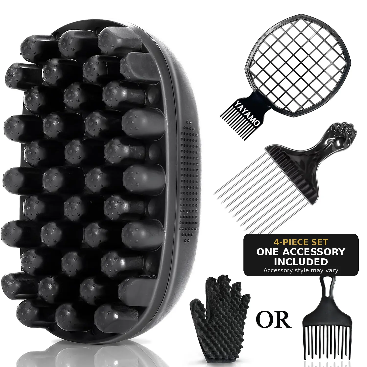 4Pcs Freeform Twists Styling Kit for Black Hair - 2-Sided Curling Brush, Nylon Bristles Metal Brush, Hair Pick, Twist Comb - Gentle on Scalp Coily Tool for Natural Curls & Protective Styles