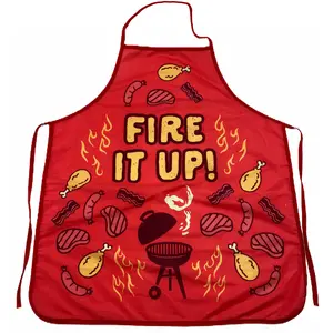Fire It Up Grill Funny Backyard Bar-B-Que Meats Graphic Novelty Kitchen Accessories Funny Graphic Kitchenware Bakeware Funny Food  Novelty Cookware Red