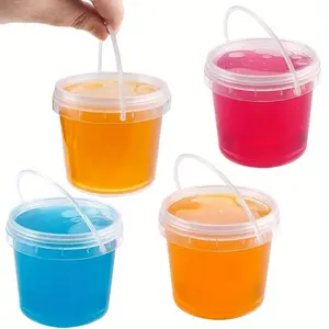 10pcs Clear Slime Containers With Lids And Handles, Plastic Storage Bucket Containers, Clear Slime Storage Case For Slime DIY Art Craft, Pigment, Small Tools, Part Material, Craft Supplies Storage And Organization