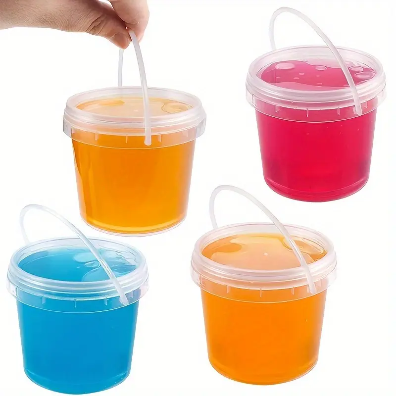 10pcs Clear Slime Containers With Lids And Handles, Plastic Storage Bucket Containers, Clear Slime Storage Case For Slime DIY Art Craft, Pigment, Small Tools, Part Material, Craft Supplies Storage And Organization