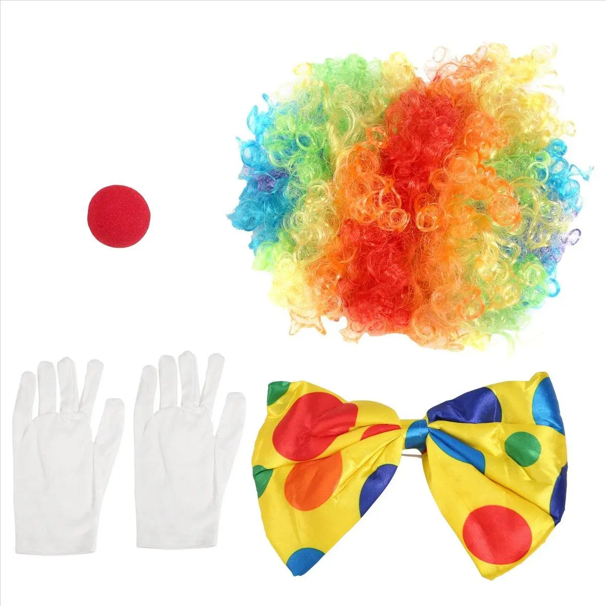 Clown Costume Clown Wig Clown Nose Accessories Bow Tie White Gloves for Women Men Adults Carnival Party