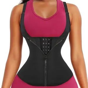Waist Trainer Vest for Women Zipper Corset Body Shaper Tummy Control Cincher Tank Top with Adjustable Straps Compression Shapewear for Workout