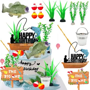 Fishing cake topper fishing birthday party decorations retirement cake topper and retirement party supplies