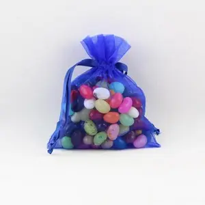 4 In. X 5 In. Dark Blue Sheer Organza Pouch | 12 Count