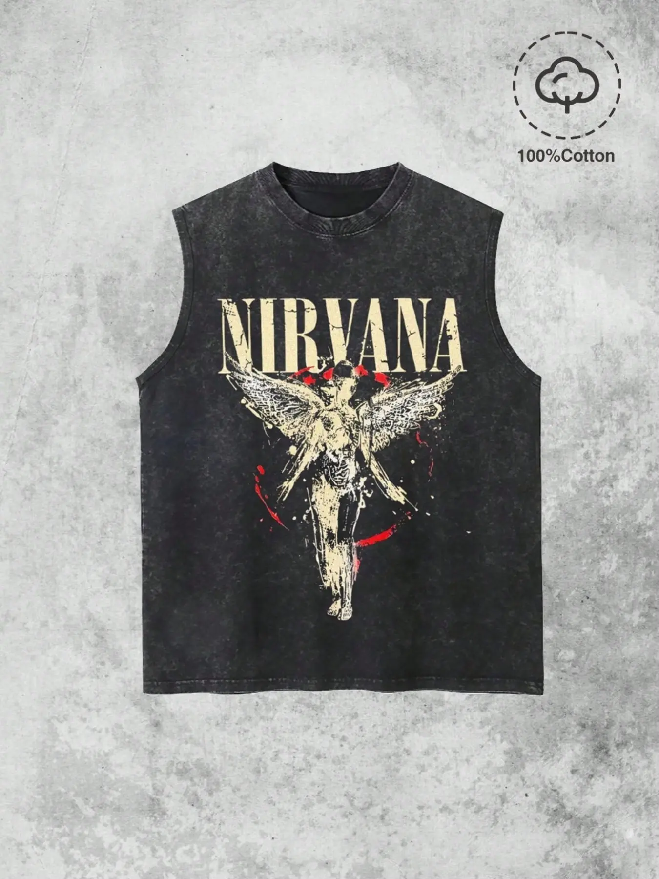 Men's Printed Vintage Washed Sleeveless Vest, Muscle Workout Tank Top, Sporty Fitted Design, Ideal for Gyms & Daily Wear, Geometric Pattern, Must-Have Fashion Piece