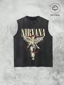 Men's Printed Vintage Washed Sleeveless Vest, Muscle Workout Tank Top, Sporty Fitted Design, Ideal for Gyms & Daily Wear, Geometric Pattern, Must-Have Fashion Piece