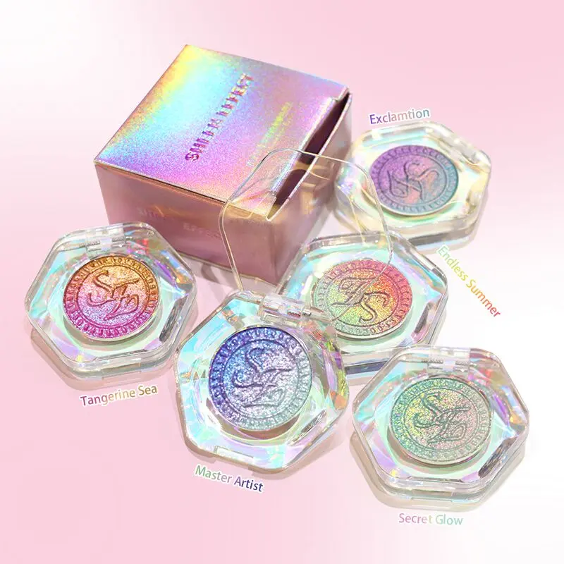 SHEENEFFECT Luxury Multichrome Highlighter Powder, 2-in-1 Rainbow Prismatic Blush & Face Body Llluminator, Gradient Radiant Brightening Prismatic Glow Makeup