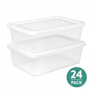 Sterilite 12Qt Storage Box, Stackable Plastic Container, Home Organizer, 24 Pack