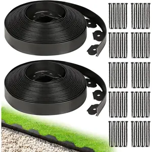 1.5 Inch x 100FT Garden Edging Border, Plastic Edging for Landscaping with 120 count Spikes