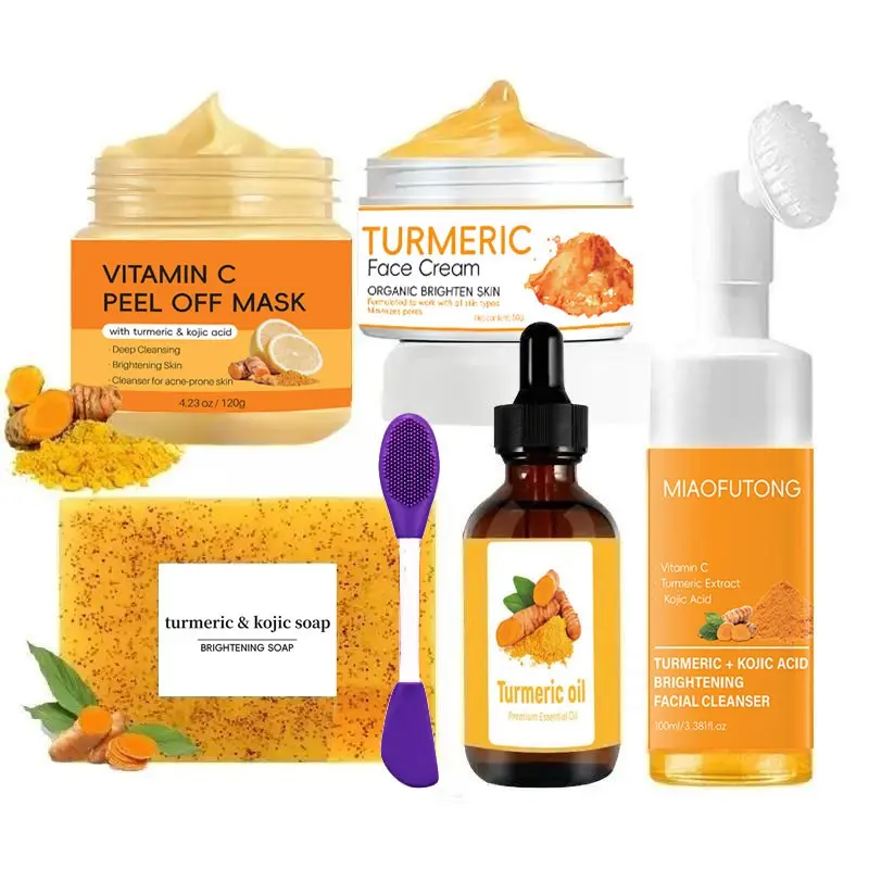 Turmeric Skincare Set, Nourishing, Hydrating, Moisture, Cleansing, Gentle, Moisturizing Soap & Mousse Cleanser, Deep Cleaning for All Skin Types, Perfect Holiday Gift for Men & Women, Skin Care Kit, Facial Care Set, Mother's Day and Father's Day Gifts