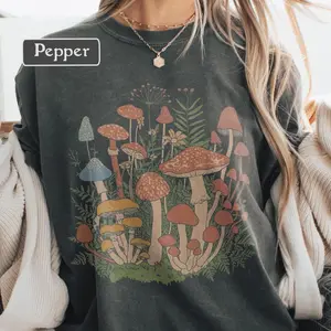 Comfort Colors Mushroom Vintage T-Shirt, Hippie Shroom Graphic Tee, Cottagecore Nature Shirt for Mushroom Lovers, Retro Forest Art