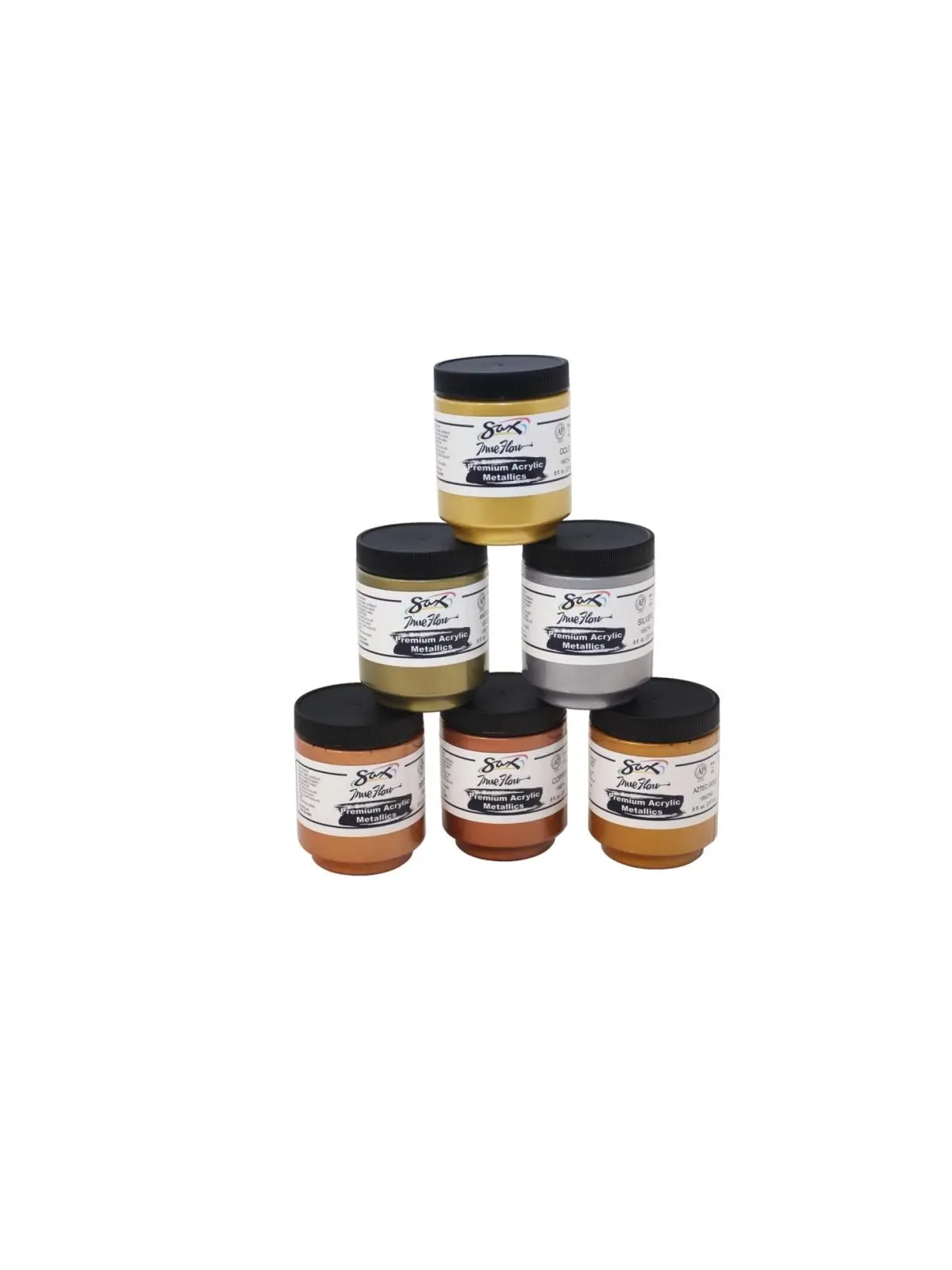 Premium Heavy-Bodied Metallic Acrylic Paint Set (6 x 8 oz Jars) - Water Resistant, Dry Rapidly, High Coverage, Non-Toxic for Painting, Freeze Thaw Stable, Can Be Used Alone or Mixed with Brilliant Finish