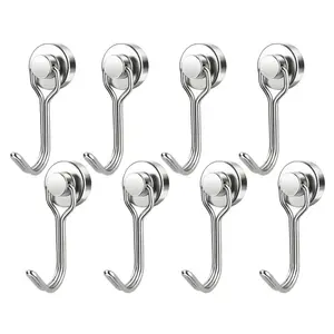 8/16-Piece Rotating Magnetic Hooks 30 Lbs Strong Neodymium Magnetic Hooks For Cruise Cabin Kitchen Refrigerator And All Magnetic Surfaces