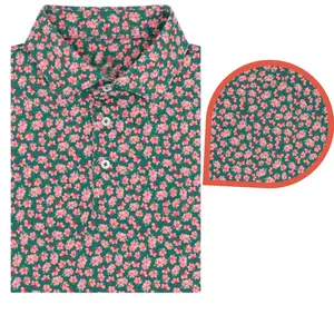 The Azalea Men's Short Sleeve Performance Polo - Spring Pink, Master Golf Shirt, Floral Golf Polo Shirt, 3D Polo Gift for Him