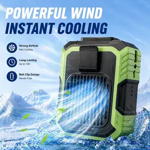 [Flash Deals] Tukio Personal Waist Portable Fan USB Rechargeable with Clip & Power Bank 3 Speeds Airflow LED Light Wearable Belt Fan for Outdoor Jobsite Farms Traveling Fishing