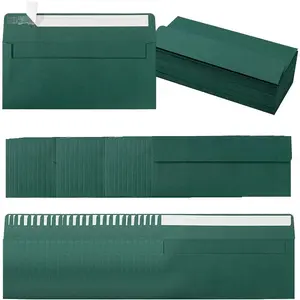 100 Pack Colorful #10 Business Envelopes Self Seal Standard Envelopes for Office Checks, Business, Letter Mailing Invoices, 4.13 x 9.49 Inches (Dark Green)