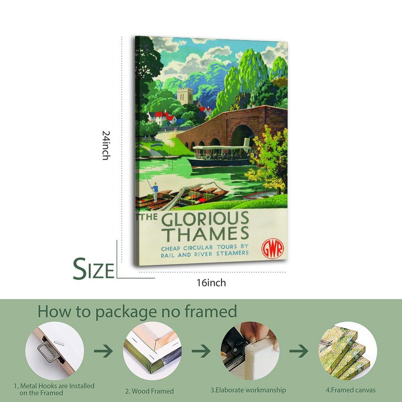 Vintage Railway Poster THE GLORIOUS THAMES Poster Decorative Painting Canvas Wall Art Picture Print Modern Family Bedroom Decor