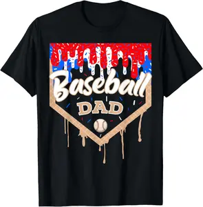 Baseball Drip Dad Ice Cream Home Plate Baseball Fathers Day T-Shirt Cotton Fabric Kid