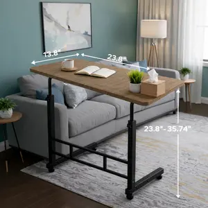 Office Tables Computer Workstations Adjustable Height Sewing Table Mobile Craft Desk with Storage Shelves Rolling Sewing Machine Table for Home Office Craft Room Sturdy Lockable Wheels