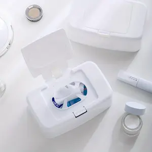 Elegant White Wet Wipe Dispenser - Portable, Easy-Clean Plastic Napkin Holder For Bathroom