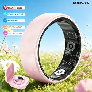 KOEPOVK Pink Ceramic Smart Ring for Women, Fitness & Sleep Tracker, Heart Rate & Stress Monitor, Cycle Tracking, IP68 Waterproof, 3-5 Day Battery, iOS & Android,Charging Case,Mother’s Day gift#Summervibes
