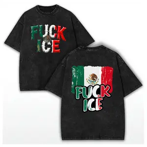 🇲🇽 Unisex Mexican Flag FCK ICE Anti ICE Washed Cotton T-Shirt, Vintage Anti-Deportation Chinga La Migra Tee, Anti Maga Shirt, Immigration Human Rights Tee