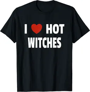 I Love Hot Witches Matching Couples Halloween Costume T-Shirt - Emmadryden Shop 95B098Q93W2F