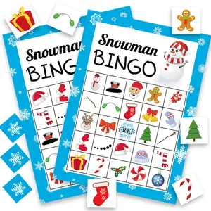 Christmas Party Bingo Game for Adults, Snowman Bingo Cards 24 Players Winter Holiday Games Activities Christmas Crafts, Large Group Party Favors Supplies Xmas Gifts