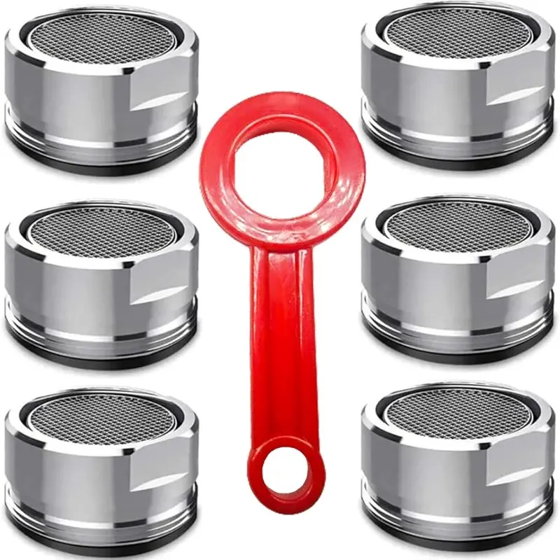 6Count Faucet Aerator Bathroom Sink Standard Replacement Parts with Brass Shell 15/16 Inch 24mm External Thread Aerator Faucet Filter with Gasket and Wrench Suitable for Kitchen and Bathroom