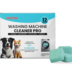Washing Machine Cleaner & Descaler 12-Pack - Deep Cleaning Tablets for HE Front-Loader & Top-Load Washers, Septic-Safe Eco-Friendly Deodorizer, Cleans Inside Drum and Laundry Tub Seal Multifunctional Strong Deodorization
