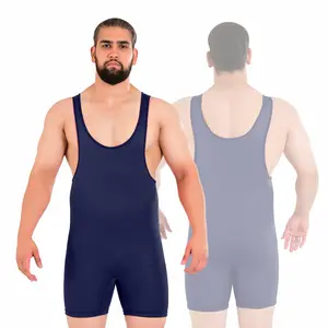 ROAR-INT Blue Men's Wrestling Singlet for Powerlifting and Bodybuilding - Quick Dry Fabric