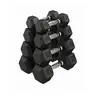Hex Dumbbells (Set of 2, 5-50 LB per Pair) - Cast Iron Core, Floor-Safe Rubber Coating, Textured Drop-Ready Steel Handle, Home Gym Equipment for Resistance Training for Back, Chest