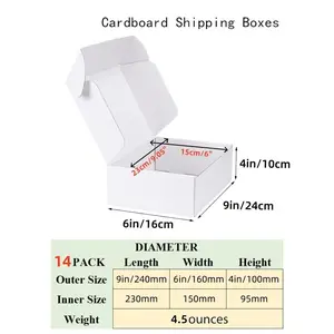 14 Pcs Two Size Mailer Boxes, Deep Corrugated Shipping Boxes, Sturdy Cardboard Packing Box, Ideal for Small Business & Gifting