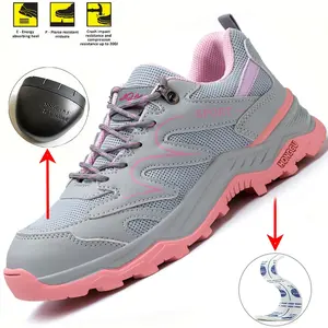 Women's Fashion Steel Toe Sneakers - Lightweight Comfortable Work Shoes, with Arch Support, Non-Slip Odor-Resistant, Durable Rubber Sole