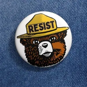 Smokey the Bear Resist Pin,  Support National Parks Pin Button, Hands Off National Parks Pin Button, Smokey bear resist Pin, Political Buttons, Nature Lover Gifts