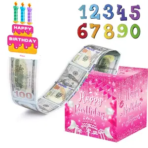 Birthday Cash Gift Box, Girl Surprise Cash Box, Includes 50 Transparent Bags, Fun and Heartwarming Birthday Cash Gift Idea