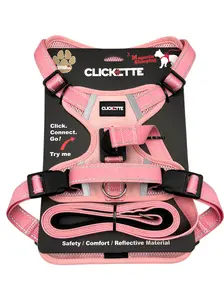 Clickette Magnetic locking Harness and Leash- Pink