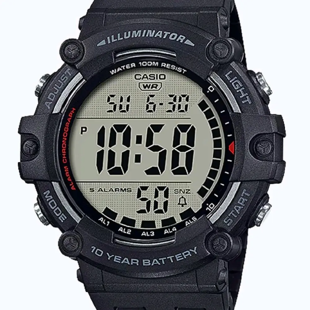 AE1500WH-1A New Casio Black resin strap digital Illuminator men' s elegent watch