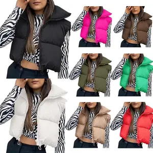 WomenSleeveless Puffer Vest Winter Coats Lightweight Zip Up Padded Gilet Coat Outwear Tops