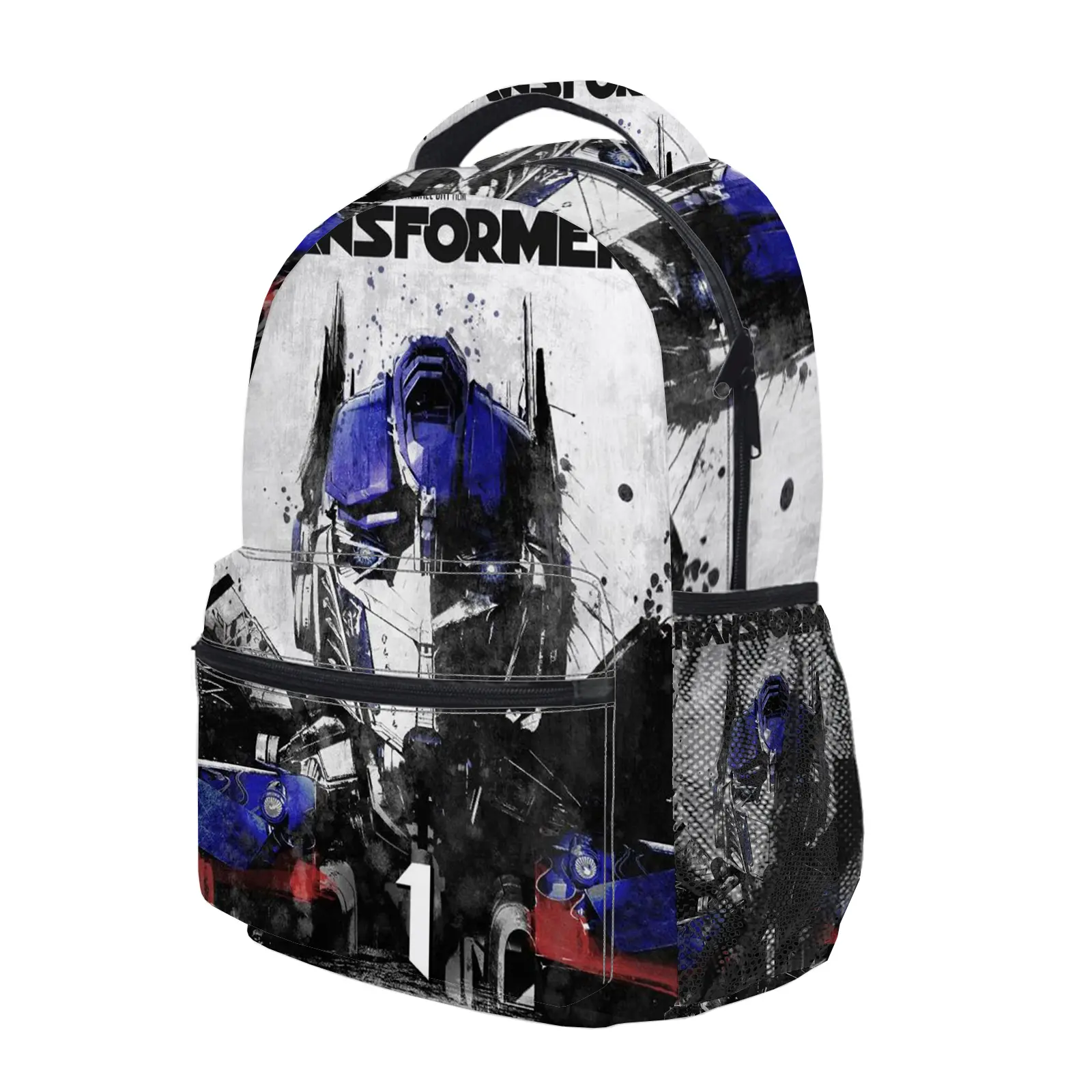 Transformers Backpack, Cute Y2K Fashion School Bag for Girls and Teens, Durable Cartoon Printed Bookbag with Mesh Side Pockets, Lightweight Travel Daypack for Back to School c-254